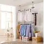 Goldcart 3202 Telescopic Garment Rack, Heavy Duty Design Movable DIY By Hand No Damage to Wall Ceiling Hanging Rail, 0.7-1.3 Meters Wide Adjustable, 120 Kilogram Loading, Reach Hook Included, White Goldcart 3202 Telescopic Garment Rack, Heavy Duty Design Movable DIY By Hand No Damage to Wall Ceiling Hanging Rail, 0.7-1.3 Meters Wide Adjustable, 120 Kilogram Loading, Reach Hook Included, White