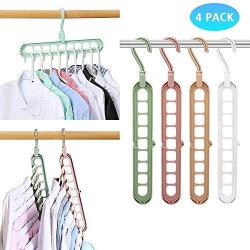 Magic Space Saving Clothes Hangers Multifunctional Smart Closet Organizer Premium Wardrobe Clothing Cascading Hanger 9 slots, Innovative Design for Heavy Clothes, Shirts Pants Dresses Coats(4 Pack)