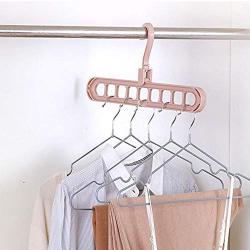 lesgos Multi-Functional Magic Clothes Hanger, Space Saving Non-Slip 360 Degree Swivel Magic Standard Hangers for Velvet, Suit, Coat, Pants, Dresses(Pink)