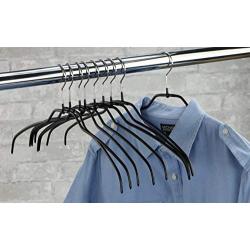 MAWA Reston Lloyd Silhouette Ultra Thin Series, Non-Slip Space Saving Clothes Hangers, Style 42/FT, Pack of 20, Black