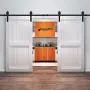 PeggyHD 12FT Heavy Duty Sliding Barn Door Hardware Kit Double Wood Door Track Roller Kit Wall Mounted J Shape Hanger (2 x Door Set) PeggyHD 12FT Heavy Duty Sliding Barn Door Hardware Kit Double Wood Door Track Roller Kit Wall Mounted J Shape Hanger (2 x Door Set)