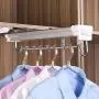 White Pull Out Clothes Hanger Rail/Clothing Damped Sliding Rail/Extendable Organizer Rack for Depth 14inch,18inch Wardrobe (Size : 121235.8cm)