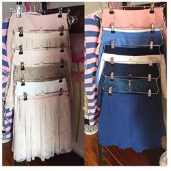 2pcs Random Color Clothes Hangers Multilayer Skirt Trouser Hanger for Pants Non Slip Metal Hanger Clips with 12 Clips Clothing Storage Rack Holder