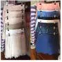 2pcs Random Color Clothes Hangers Multilayer Skirt Trouser Hanger for Pants Non Slip Metal Hanger Clips with 12 Clips Clothing Storage Rack Holder
