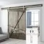 SMARTSTANDARD 10FT Heavy Duty Sliding Barn Door Hardware Kit, Double Rail, Stainless Steel, Super Smoothly and Quietly, Simple and Easy to Install, Fit 60" Wide DoorPanel (J Shape Hanger) SMARTSTANDARD 10FT Heavy Duty Sliding Barn Door Hardware Kit, Double Rail, Stainless Steel, Super Smoothly and Quietly, Simple and Easy to Install, Fit 60" Wide DoorPanel (J Shape Hanger)