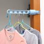 MILE. Clothes Hangers Space Save Multi-Functional Indoor Closet Organize Plastic Hanger Suit Pants Coat Skirt,Balcony2.5KG Capacity. (Blue)