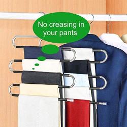 berill 4er Pants Hangers S-Shape Trousers Hangers Stainless Steel Clothes Hangers Closet Space Saving