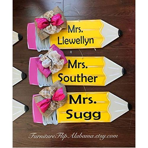 Personalized teacher name sign Monogram Classroom door hanger