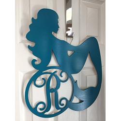 Monogram Mermaid Door Hanger - Mermaid Wreath - Sea Life Monogram Door Hanger - Mermaid Initial Wreath - Marine Monogram - Mermaid Monogram