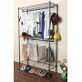 Homdox 3 Shelves Wire Shelving Clothing Rolling Rack Heavy Duty Commercial Grade Garment Rack with Wheels and Side Hooks (One Pair Hook and Two Hanging Rods Gray)