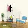 Peatao Heavy Duty Garment Rack Multi-Purpose Coat Clothes Stand with 3-Tier Shoes Rack and Hanger Bar