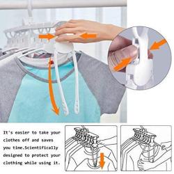 8-in-1 Clothes Hangers Plastic Protable flodable Multi-Function Retractable Rotatable Non-Slip Suit Hangers Wet and Dry Dual-use Save Space Travel Standard Clothes Hangers for Kids, Adults