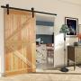 CCJH 9.6FT Heavy Duty Sliding Barn Wood Door Hardware Kit - Smoothly and Stable - Easy Installation - Fit 57.6" Single Door Panel(Line Shaped Hangers)