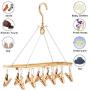 Senbowe Foldable Clip and Drip Hanger, Clothes Hanging Drying Rack Sock Hanger Underwear Hanger with 12 Clips, Hanger for Towels, Bras, Baby Clothes, Gloves, Aluminium Alloy Laundry Hanging Air Dryer