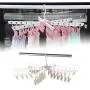 Alinory Clothes Hanger,Folding Windproof 36 Clips Clothes Underwear Socks Hanger Hanging Drying Rack for Home(Brown)