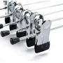 Amber Home Heavy Duty Chrome Metal Add on Hanger Stackable Hanger Multi Pants Clothes Hanger with Clips Set of 12