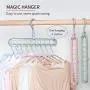 Decdeal Hanger Organizer Multi-Port Support, Rotate Anti-Skid Folding Hanger Magic Space Saving Clothes Hangers Organizer with 9 Holes for Drying and Storage