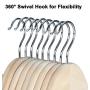 TOPIA HANGER Adult Unfinished/Natural Wood Clothes Hangers, Wooden Suit Coat Jacket Hangers - 360°Stronger Flexible Hook- Extra Smoothly Cut Notches- 18 Pack - CT10N