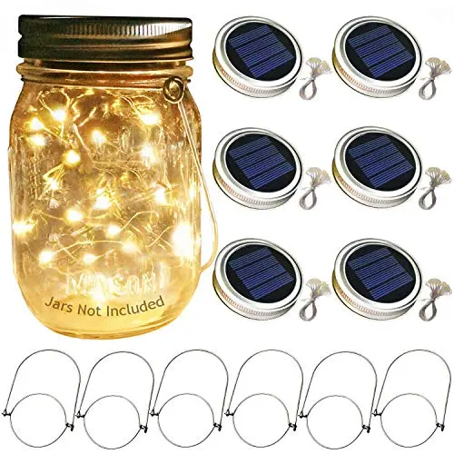Aobik Solar Mason Jar Lid Lights, 6 Pack 30 Led String Fairy Star Firefly Jar Lids Lights,6 Hangers Included(Jars Not Included), Best for Mason Jar Decor,Patio Garden Decor Solar Laterns Table Lights Aobik Solar Mason Jar Lid Lights, 6 Pack 30 Led String Fairy Star Firefly Jar Lids Lights,6 Hangers Included(Jars Not Included), Best for Mason Jar Decor,Patio Garden Decor Solar Laterns Table Lights