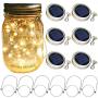 Aobik Solar Mason Jar Lid Lights, 6 Pack 30 Led String Fairy Star Firefly Jar Lids Lights,6 Hangers Included(Jars Not Included), Best for Mason Jar Decor,Patio Garden Decor Solar Laterns Table Lights