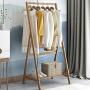 WZP Clothing Display Stand Simple Solid Wood Hanger Floor to Put Clothes Rack,Home Bedroom Mobile Storage Rack Simple Modern Coat Rack Waterproof and Moisture Proof/As Shown / 70Cm