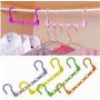 10pcs 5-Hole Space Saving Plastic Clothes Hanger Hanging Organizer Windproof Multi-Port Hook Random Color