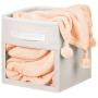 mDesign Soft Fabric Closet Storage Organizer Cube Bin Boxes with Easy-View Front Window, Handle - for Child/Kids Room, Nursery, Playroom, Furniture Unit, Shelf - 11" High, 2 Pack - Cream/White