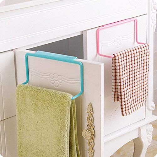 OULII Over-the-Cabinet Kitchen Dish Towel Bar Holder Door Back-Towel Rack Cabinets Cloth Hanger Hook Towel Bar (Green)