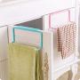 OULII Over-the-Cabinet Kitchen Dish Towel Bar Holder Door Back-Towel Rack Cabinets Cloth Hanger Hook Towel Bar (Green)