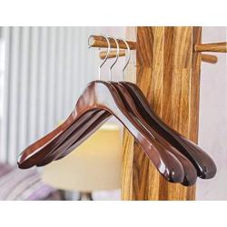 Superior Gugertree Wooden Wide Shoulder Coat Hanger, Women Clothing Hangers with Polished Chrome Hook, Attractive Walnut Finish,3-pack