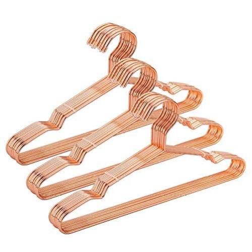 10PC Random Color Children Rose Gold Metal Clothes Decoration Shirts Hanger with Notches, Cute Small Strong Coats Hanger for Kids