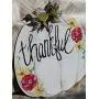 Thankful Floral Wood Pumpkin SIgn Door Hanger