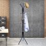 Clewiltess Standing Entryway Coat Rack Coat Tree Hat Hanger Holder 12 Hooks Jacket Umbrella Tree Stand Base Metal (Black)