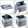 Prandom Large Foldable Cube Storage Bins 13x13 inch [3-Pack] Fabric Linen Storage Baskets Cubes Drawer with Cotton Handles Organizer for Shelves Toy Nursery Closet Bedroom Blue