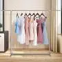 Reliancer Heavy Duty Large Garment Rack Stainless Steel Clothes Drying Rack Commercial Grade Extendable 47-77inch Clothes Rack Adjustable Clothes Hanger Rolling Rack with 4 Casters Tool Golves 10 Hook