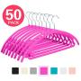 MIZGI Upgraded Velvet Hangers (Pack of 50) Heavyduty- Non Slip No Shoulder Bump Suit Hangers - Chrome Hooks,Space Saving Clothes Hangers,Rounded Hangers for Coat,Sweater,Jackets,Pants,Shirts(Pink)