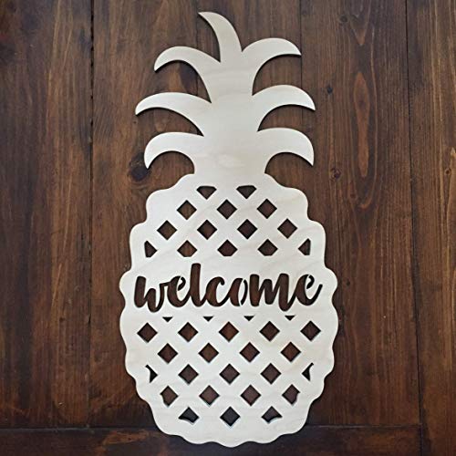 Unfinished Pineapple Door Hanger Welcome Sign - Beach Door Hanger - Pineapple Welcome Wreath - Summer Door Hanger - Coastal Beach Decor