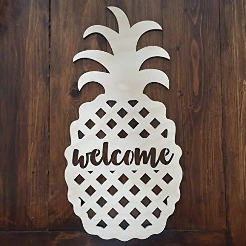 Unfinished Pineapple Door Hanger Welcome Sign - Beach Door Hanger - Pineapple Welcome Wreath - Summer Door Hanger - Coastal Beach Decor