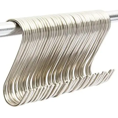 Metal S Shaped Hooks, Stainless Steel Hangers Bulk Set (3.9 in, 30 Pack) Metal S Shaped Hooks, Stainless Steel Hangers Bulk Set (3.9 in, 30 Pack)