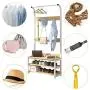 Freestanding Coat Rack, Shoe Bench, Clothes Rail,Wooden Modern Multi-Function Heavy-Duty Jacket,Clothes Storage Hanger with 4 Hooks,for Entryway Bedroom Office,White,Black Walnut Color,Wood Color Freestanding Coat Rack, Shoe Bench, Clothes Rail,Wooden Modern Multi-Function Heavy-Duty Jacket,Clothes Storage Hanger with 4 Hooks,for Entryway Bedroom Office,White,Black Walnut Color,Wood Color
