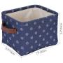 Hinwo 4L Mini Size Nursery Storage Bin Basket Collapsible Square Denim Fabric Storage Boxes Container Organizer with PU Leather Handles for Shelves & Desks, Set of 4, 7.9 x 6.3 x 5.5 inches
