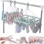 3pcs Random Color Newly Plastic Folding Clothes Hanger with 32 Clips Towels Socks Bras Underwear Drying Rack Space Saving Closet Organizer Tool