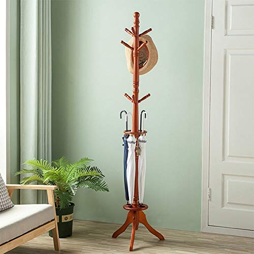 ZHHL Coat Racks，Solid Wood Floor-Standing Clothes Stand Hangers Hat Holder Standing 9 Hooks Corner Hanger Umbrella Stand 183 45Cm (Color : B)