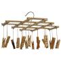 Ayygift SET OF 2 Durable Foldable Wooden Airer Laundry Rack Clothes Sock Hanger 16 Clips Clamps