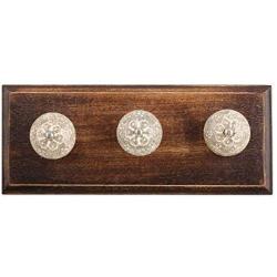 Indianshelf Handmade 3 Artistic Vintage White Wooden Flower Crackle Wall Hooks Hangers/Clothes Hooks Wall Mount