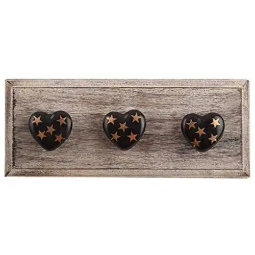 Indianshelf Handmade 2 Artistic Vintage Golden Wooden Star Heart Key Hooks Hangers/Clothes Hooks for Doors Indianshelf Handmade 2 Artistic Vintage Golden Wooden Star Heart Key Hooks Hangers/Clothes Hooks for Doors