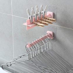 Grey990 Household Plastic Clothes Hanger Organizer Rack Storage Holder with Suction Cup A/B Size Pink A