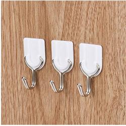 12PCS Strong Adhesive Hook Wall Door Sticky Hanger Holder Kitchen Bathroom White Hangers for Clothes