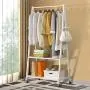 NYDZDM Clothes/Hat Rack Hangers Multifunctional Coat Rack Standing Bamboo Wood Hanger Hooks 2-Tier Hat Handbag Shoes Storage Rack Hall (160cm) White Hallway Furniture (Size : 60CM)