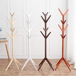 Simonshop Wood Coat Rack Hat Jacket Hanger Tree Bedroom Hall Clothes Freestanding with 8 Hooks (White)